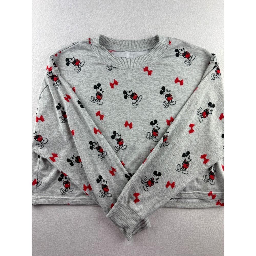 American Eagle AE Lounge Mickey Mouse Cropped Sweatshirt Gray Disney Women's S